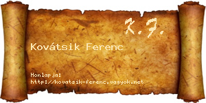 Kovátsik Ferenc névjegykártya